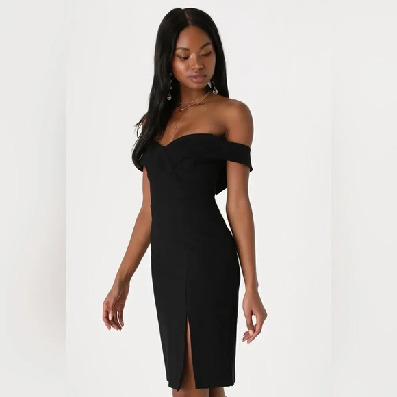 Lulus Classic Glam Black Off-the-Shoulder Bodycon Dress - Picture 3 of 16